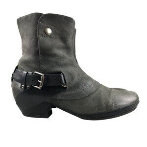 Miz Mooz Women's Size 41 (9.5-10) Evelyn Grey Waxed Suede Steampunk Ankle Boots